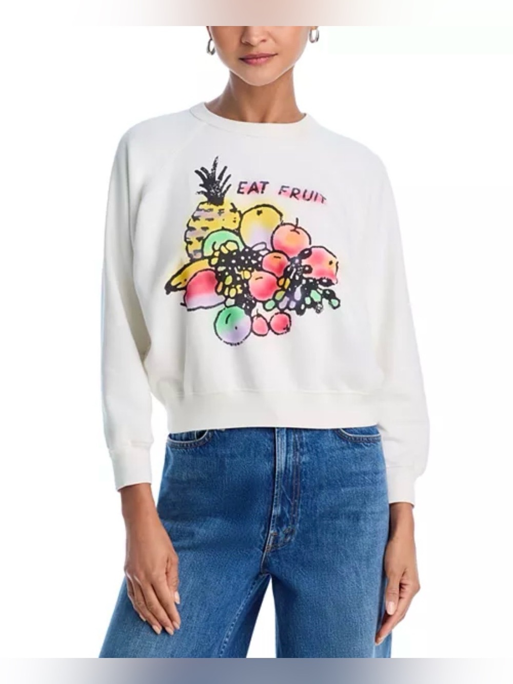MOTHER White Cotton Sweatshirt - The Concert crew - Eat Fruit - Size Large - NWT